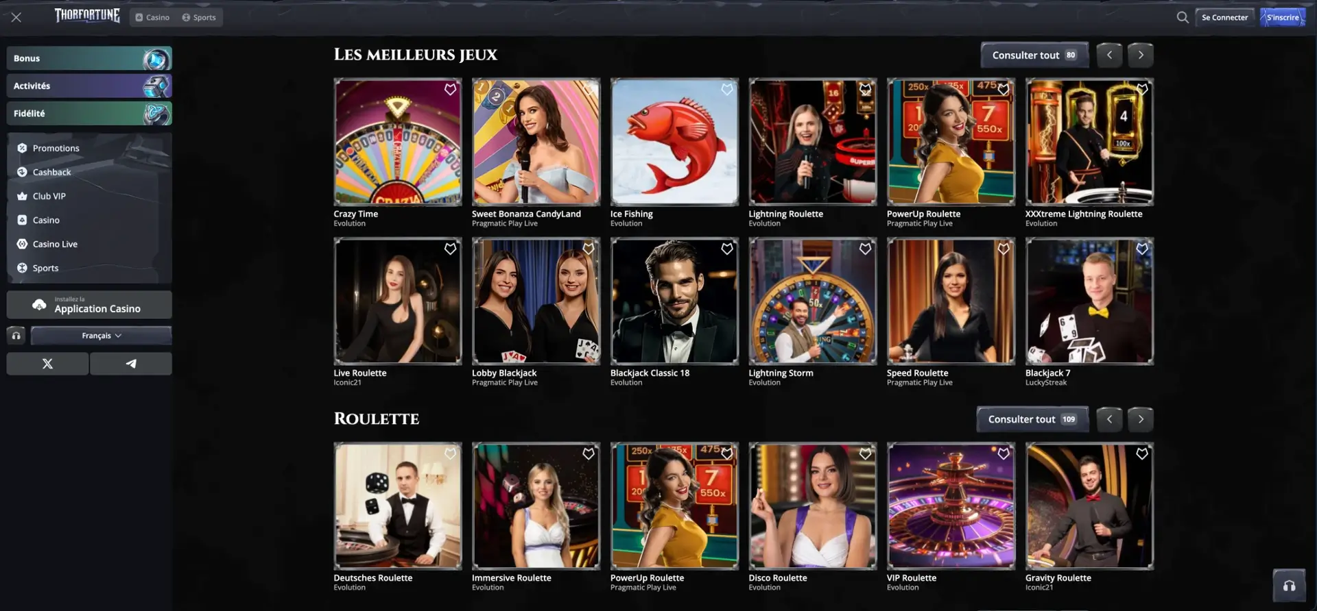 Roulette et blackjack en direct chez Thor Fortune